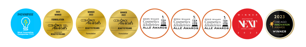 A series of images of award badges.