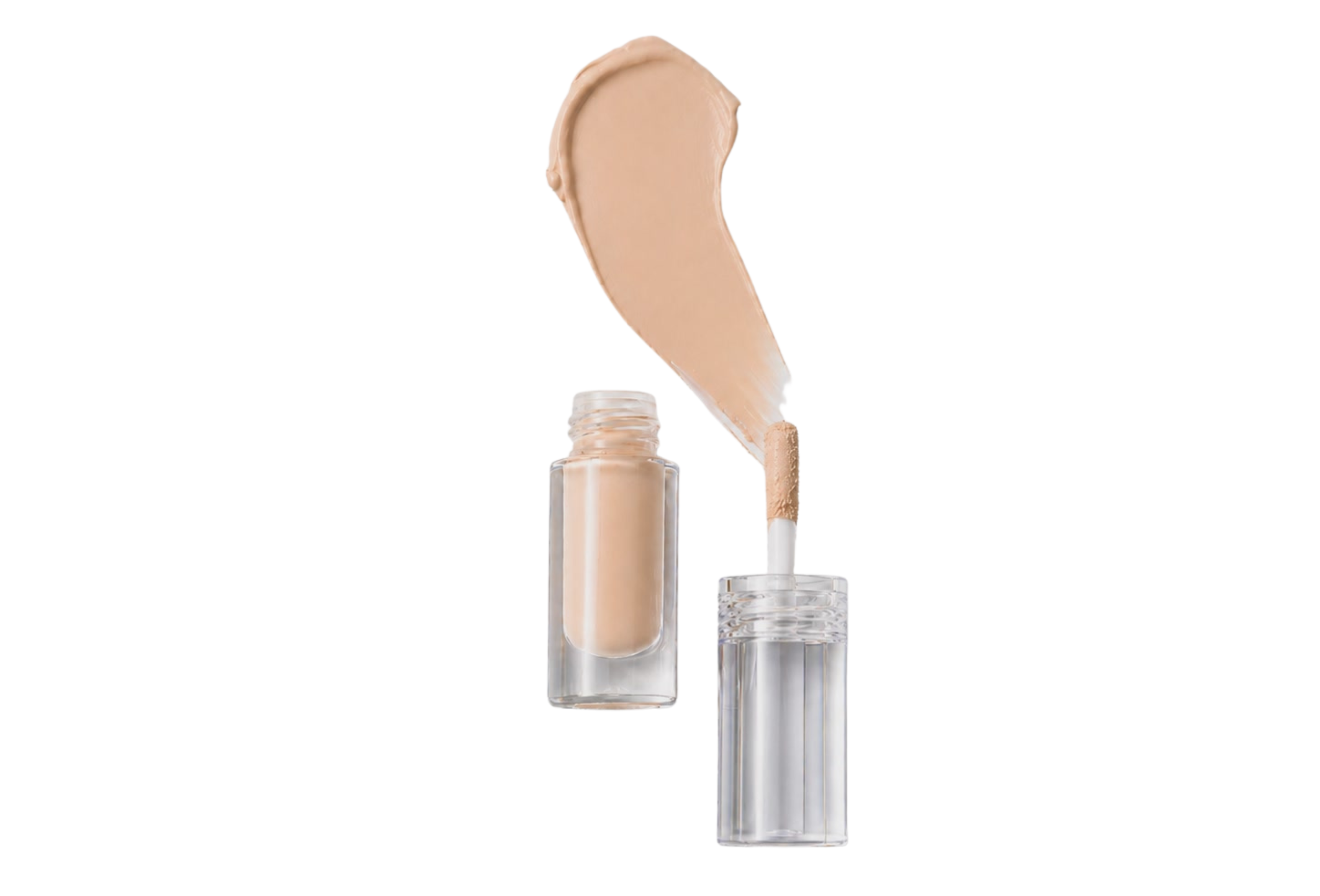 Swatches of makeup smeared on a white background.